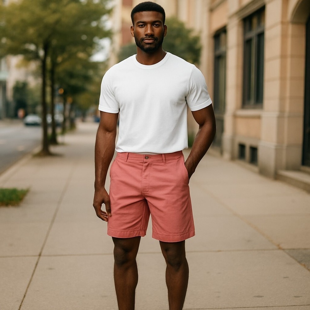 Tommy Hilfiger Chino Shorts Men's‎ 34 Pink 100% Cotton Slash Pockets Zip Fly